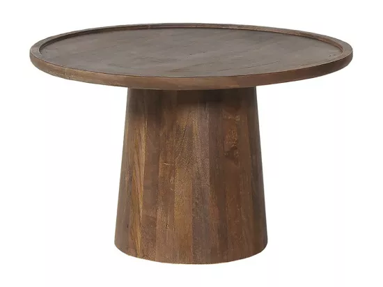 Table basse ronde en bois massif collection JAKARTA - Style ethnique et design - Diamètre 65cm