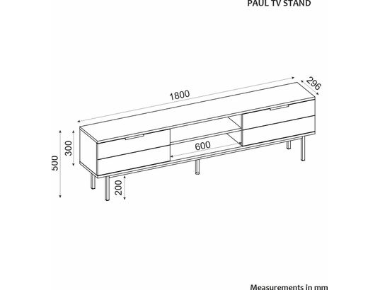 CONCEPT1 - Meuble TV Paul chene saphir 180 x 29,6 x h50 cm
