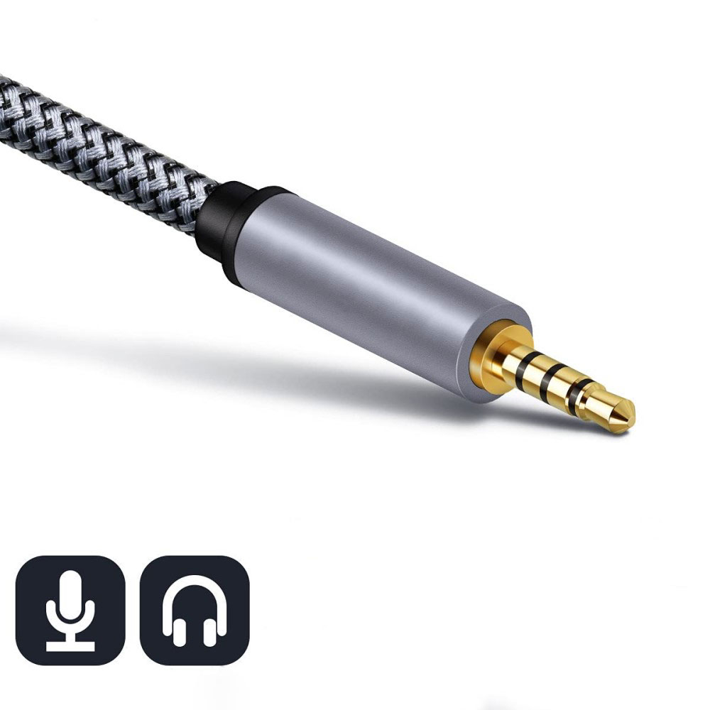 (3m) 3.5mm Klinke Audio Stecker AUX Nylon Kabel mit vergoldeten Kontakten - Schwarz