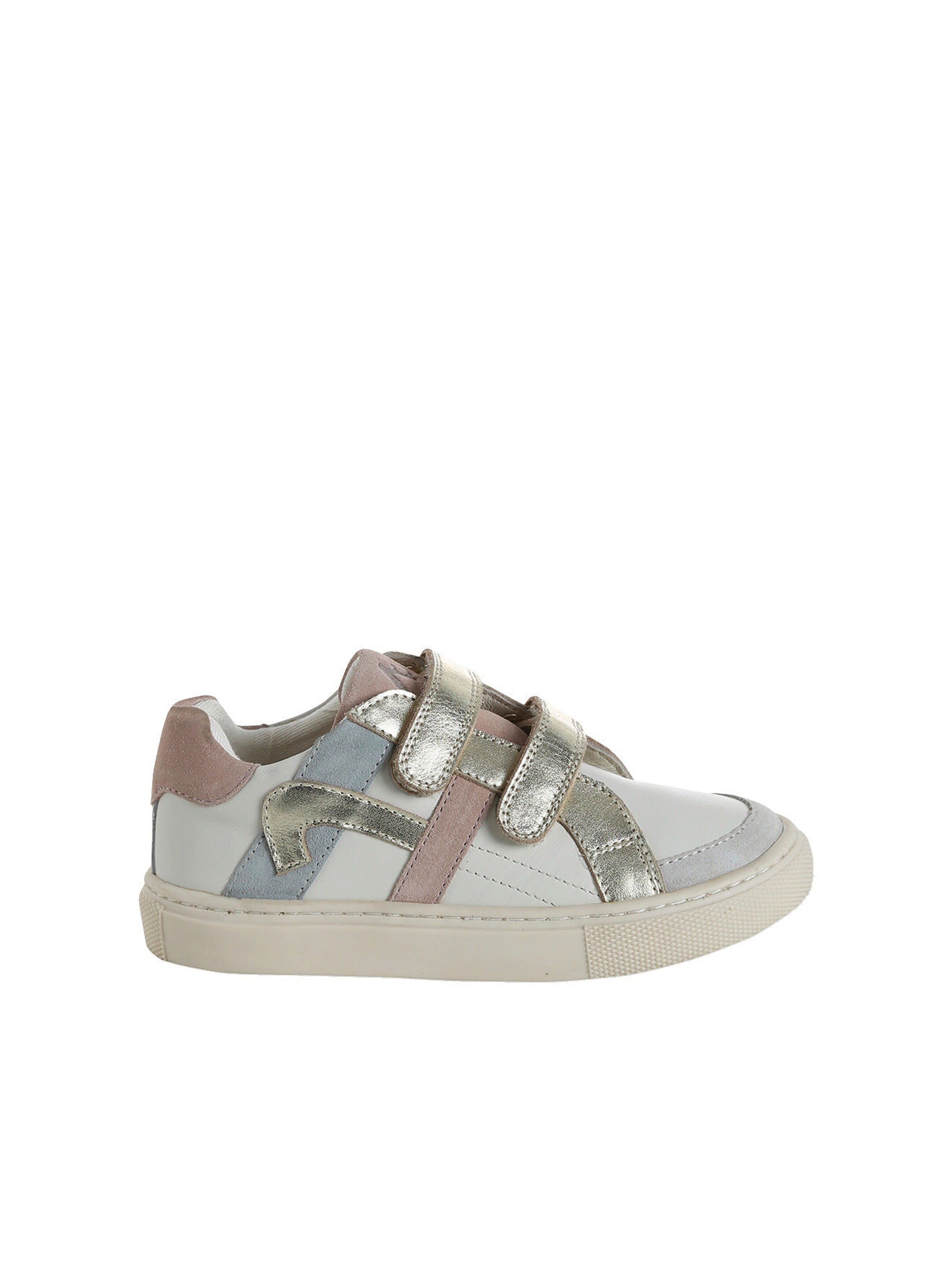 Vertbaudet Kinder Ledersneakers mit Klett und Anziehtrick wollweiß