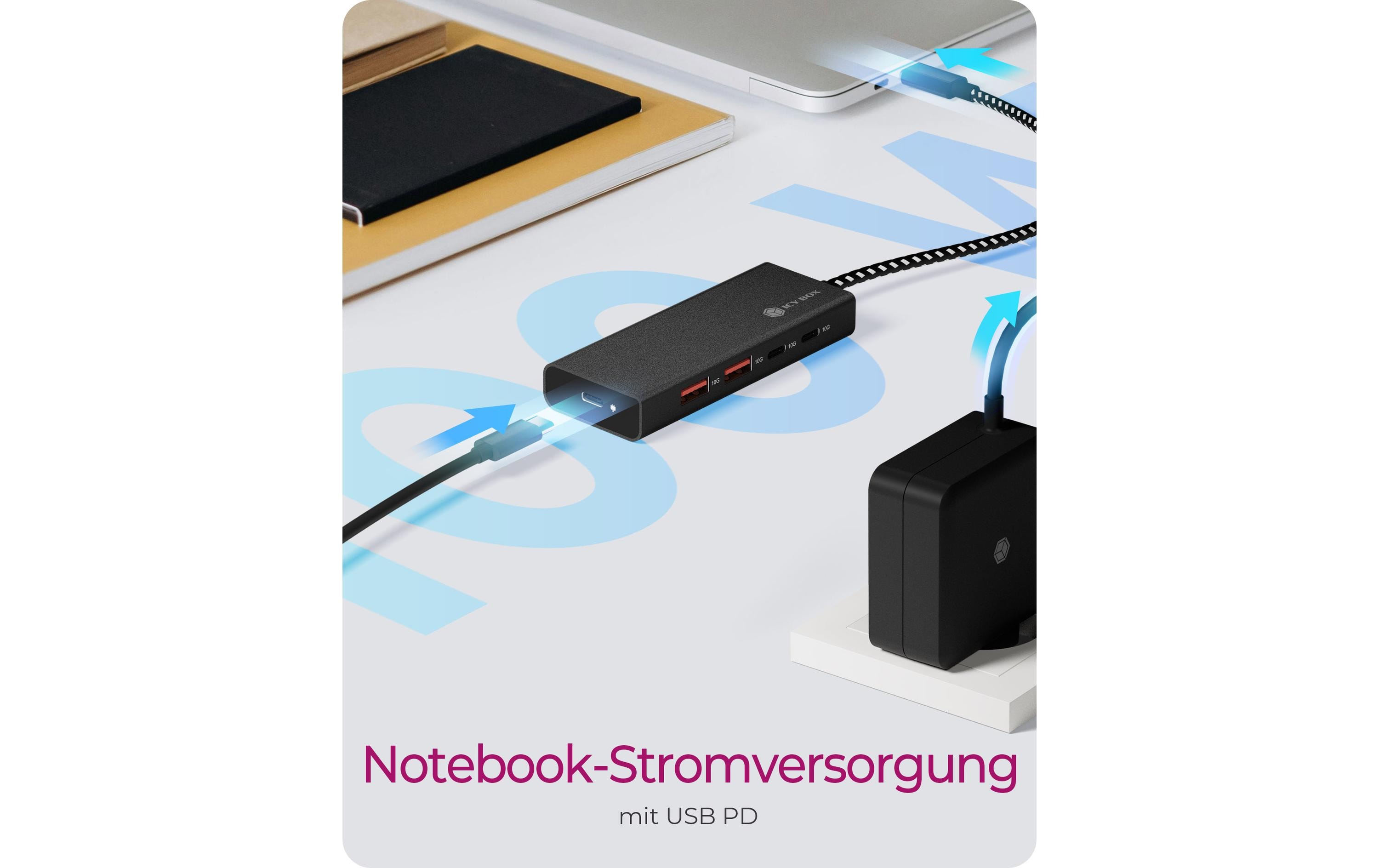 USB-Hub 4-Port Hub IB-HUB1436-CPD4-Port Hub mit USB 3.2 Gen 2 Type-C Anschluss und PD 100 W