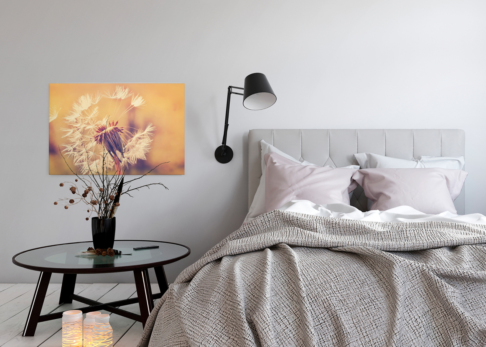 Leinwandbild PUSTEBLUME - orange - 90x60 cm