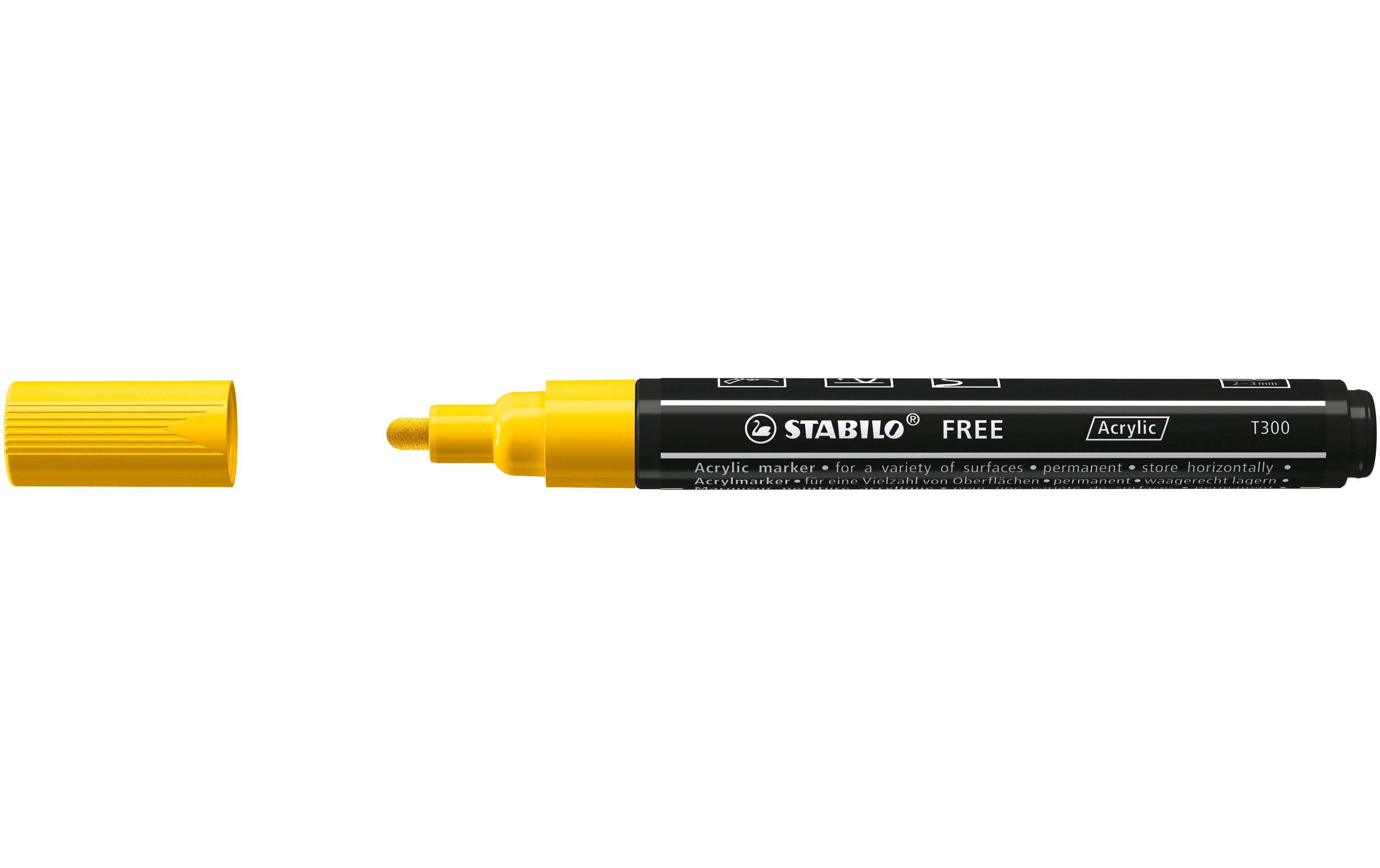 Acrylmarker Free Acrylic T300 GelbMarker mit pigmentierter, wasserbasierter Tinte