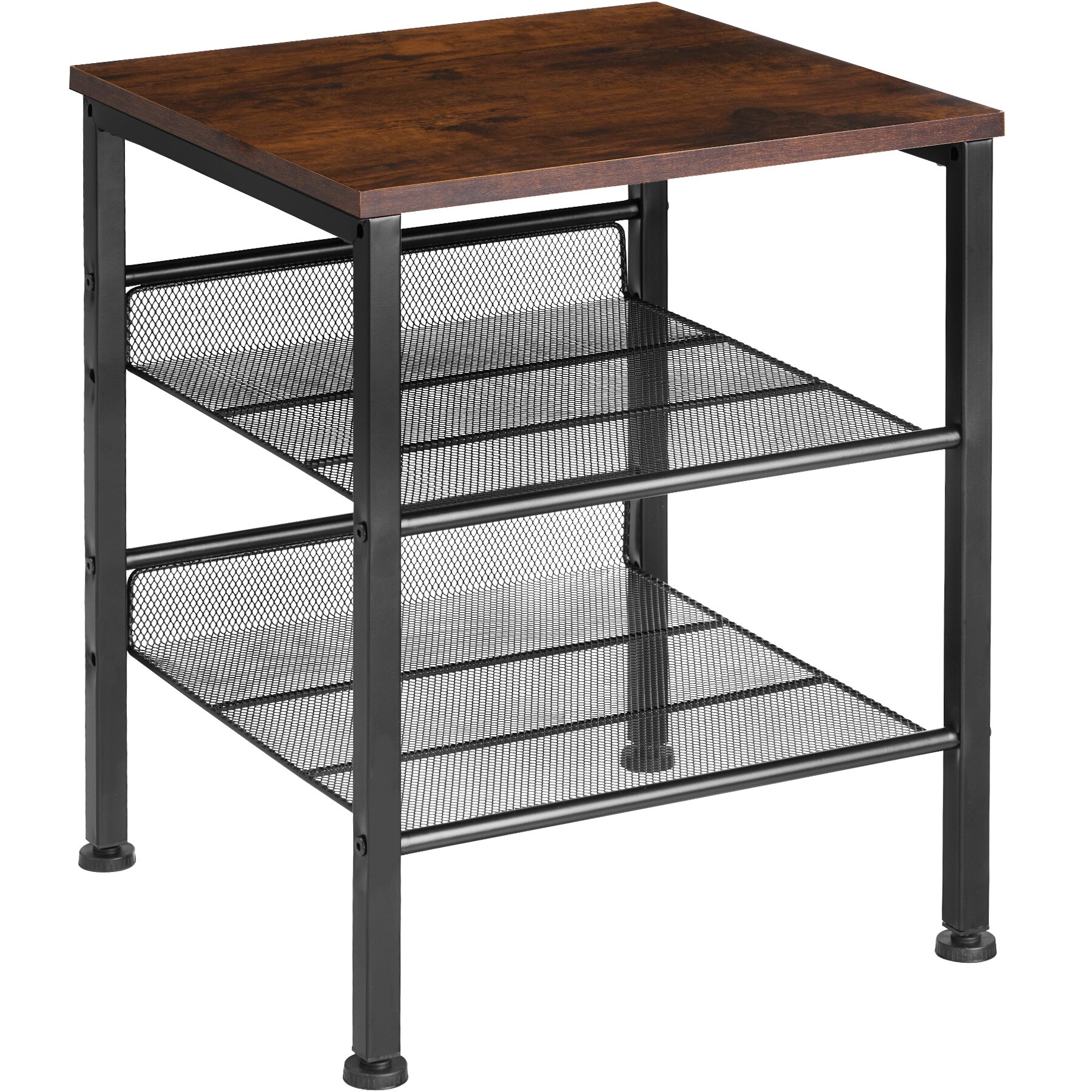 tectake® Beistelltisch, Industrial Style, mit Ablage und 2 Gitterablagen, 40,5 x 40 x 50,5 cm