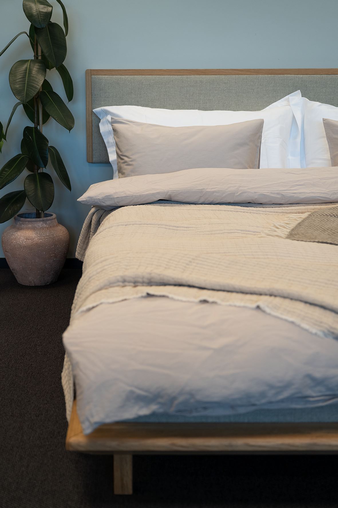Sengegavl naturoljet beige - 199x3x55 cm