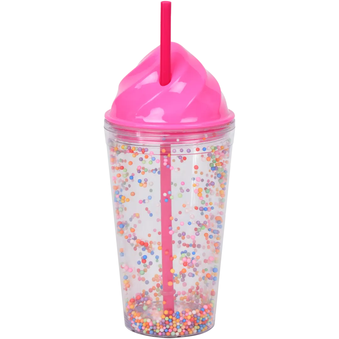 Drinkbeker met confetti 480 ml | diverse kleuren