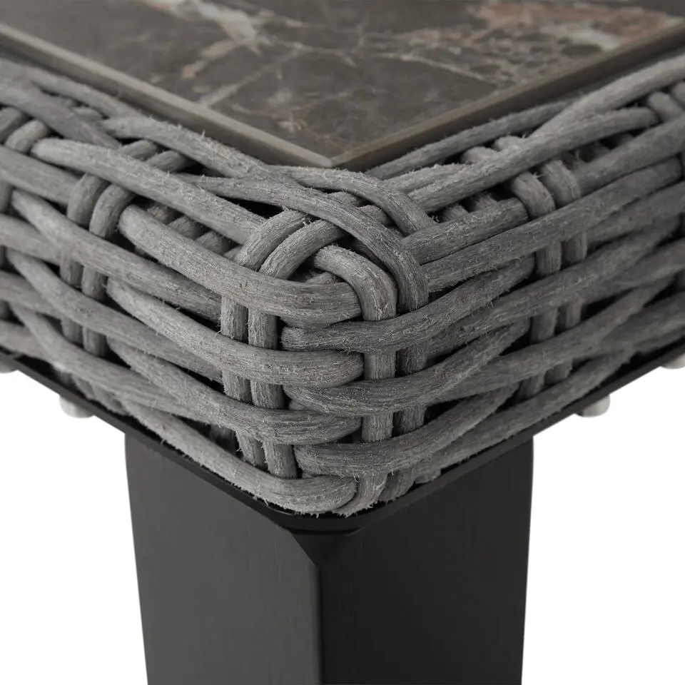 tectake Wicker tafel Tarent 93,5x93,5x75cm, Grijs