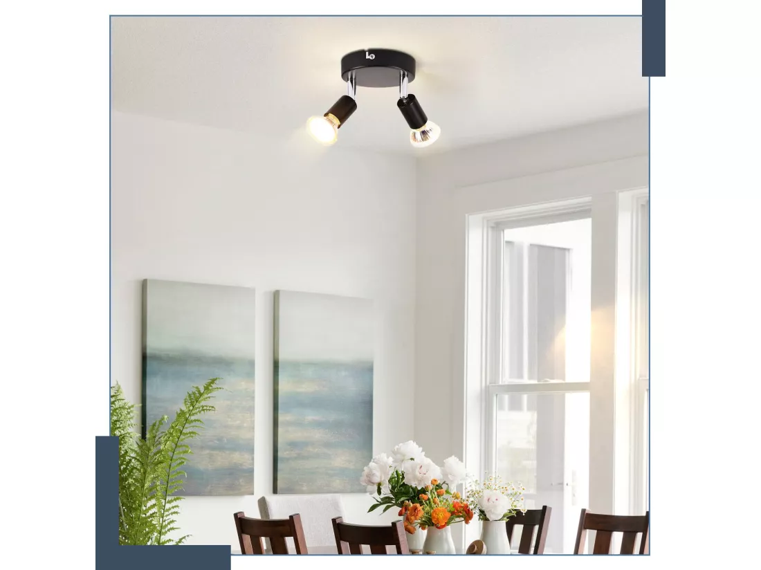 NETTLIFE Plafonnier LED GU10 -2 Spots de Plafond Ronde Moderne Spots de Plafond 350° pour Cuisines Couloir Chambre Salon - sans Ampoule Noir