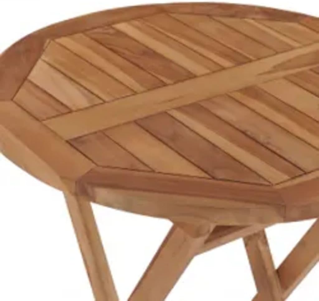 3-TLG. Garten-Essgruppe aus massivem Teakholz, klappbar, für Terrasse, Balkon, Garten, 60x75 cm, Robustes Outdoor-Möbelset