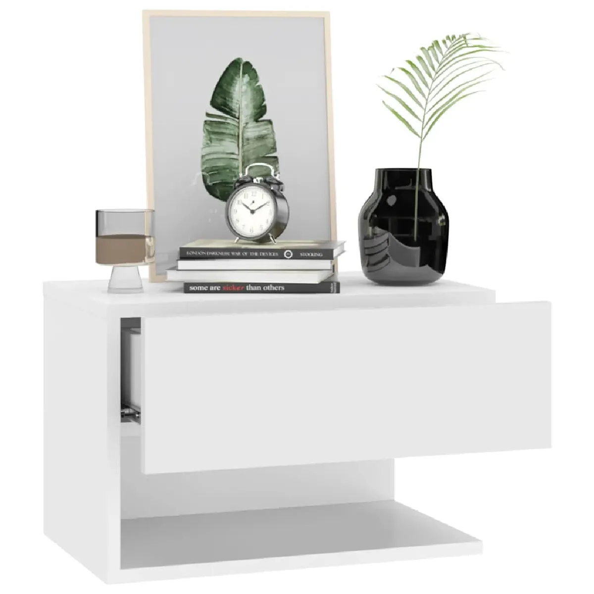 vidaXL Table de Chevet Murale Blanche