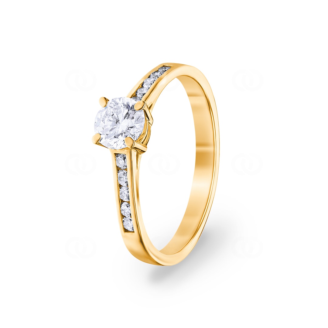 Verlobungsring 750/18 K Gelbgold mit Diamanten 0.72 ct H/si