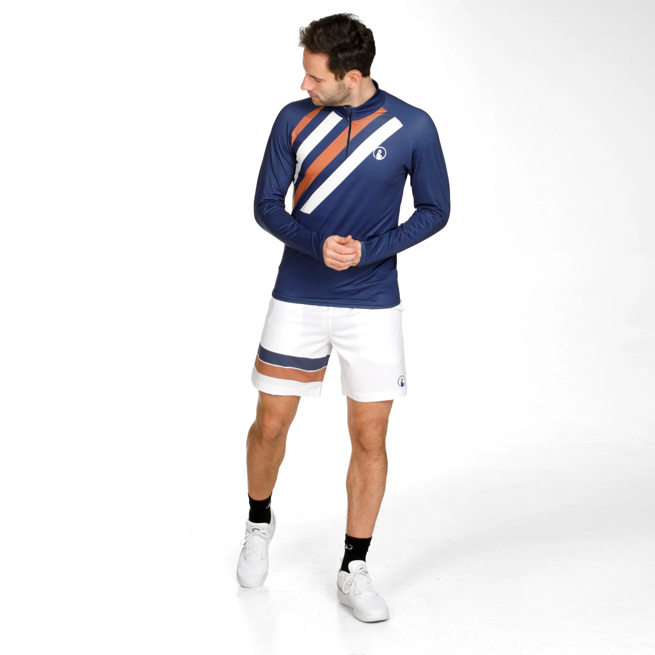 Quiet Please Retro Stripe Block Smash Shorts Hommes - Blanc