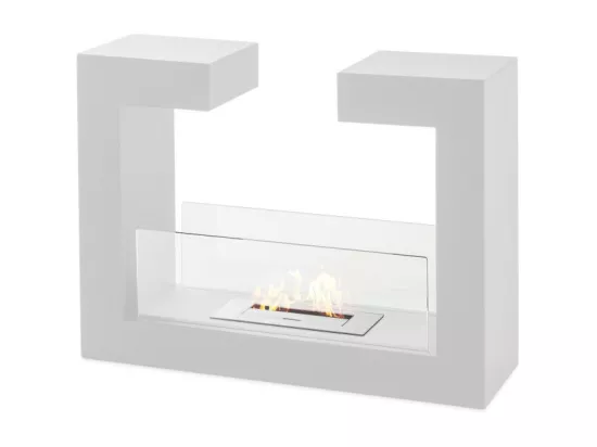 Bio-cheminée au sol design au bioéthanol blanc 78 x 25 xh 58 cm