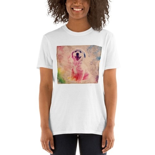 Camiseta feminina Mascochula de lona personalizada com a foto do seu animal de estimação, branca.