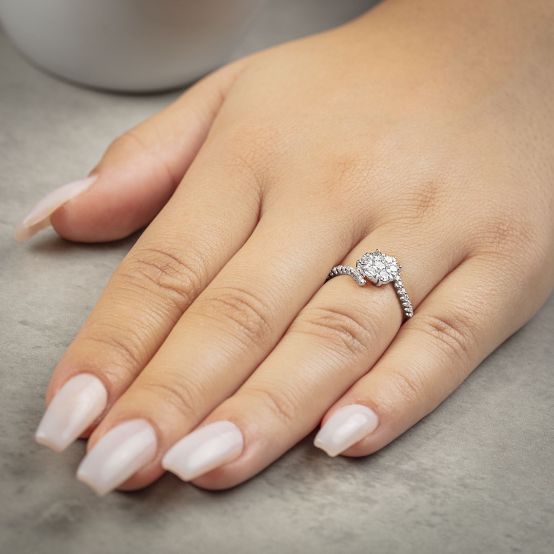 0.75 Karat Diamanten Verlobungsring 750/18 K Weissgold