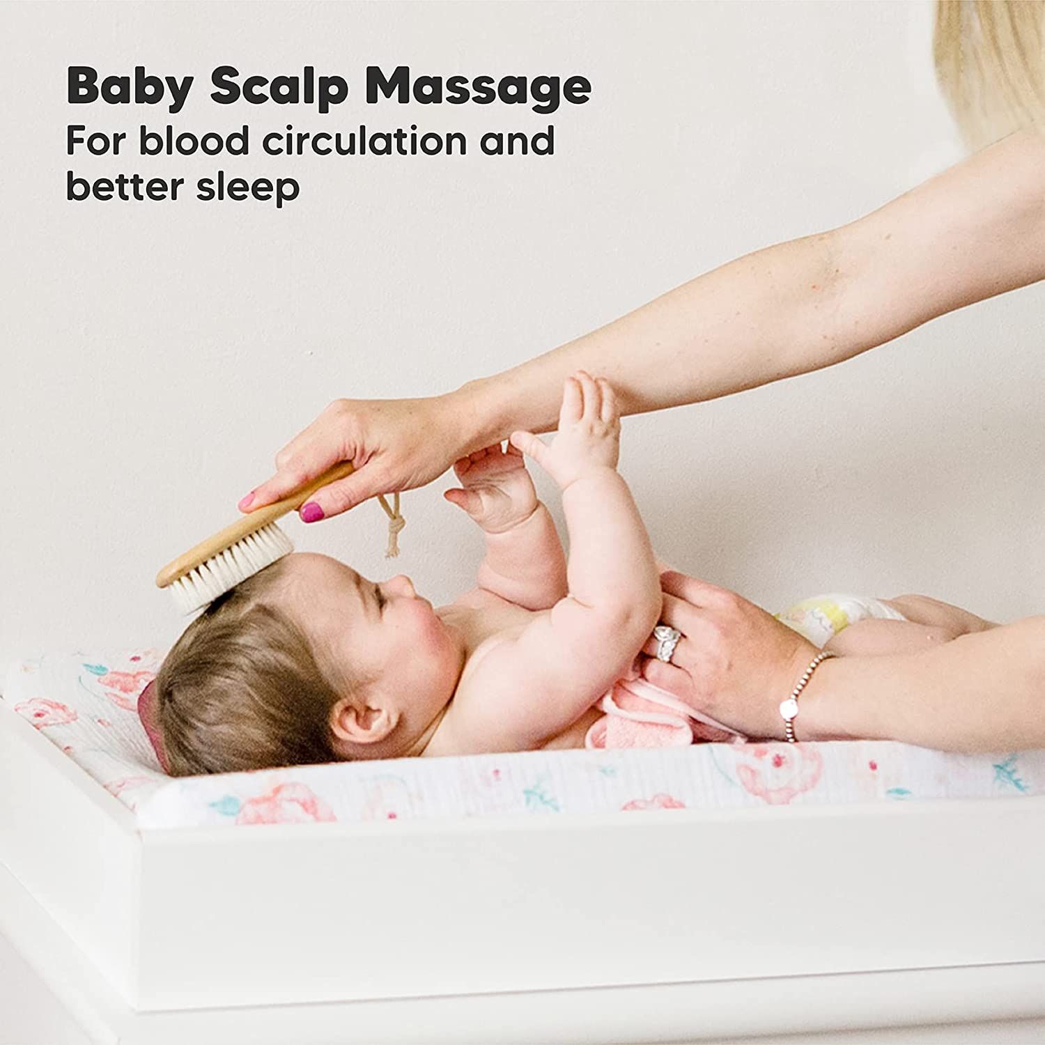 Baby Haarbürste und Baby Kamm Set - Natürliche Holz Babyhaar Haarbürste mit weichen Ziegenborsten