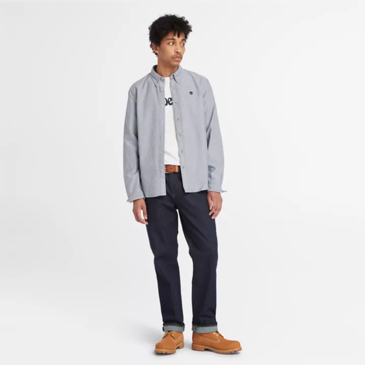 Chemise oxford à manches longues pour homme en gris