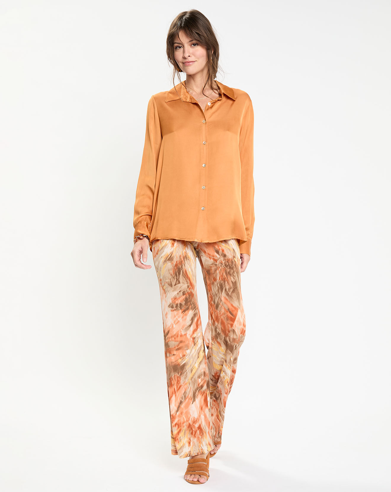 Lauren Vidal Chemise satinée Must cannelle
