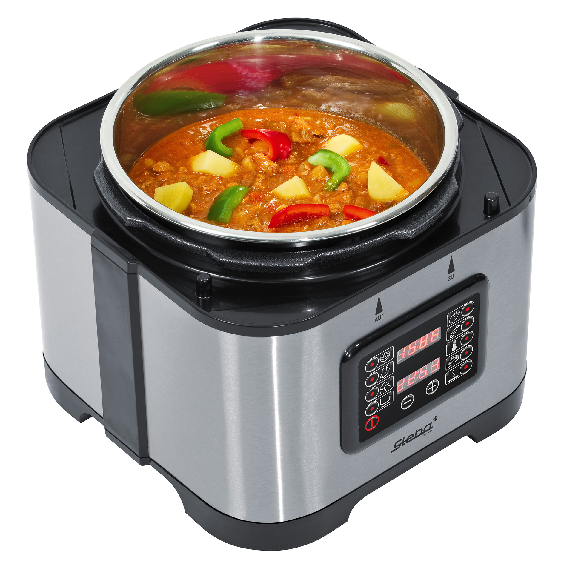 STEBA Dampfdruckkocher - schwarz-rot - 900 Watt