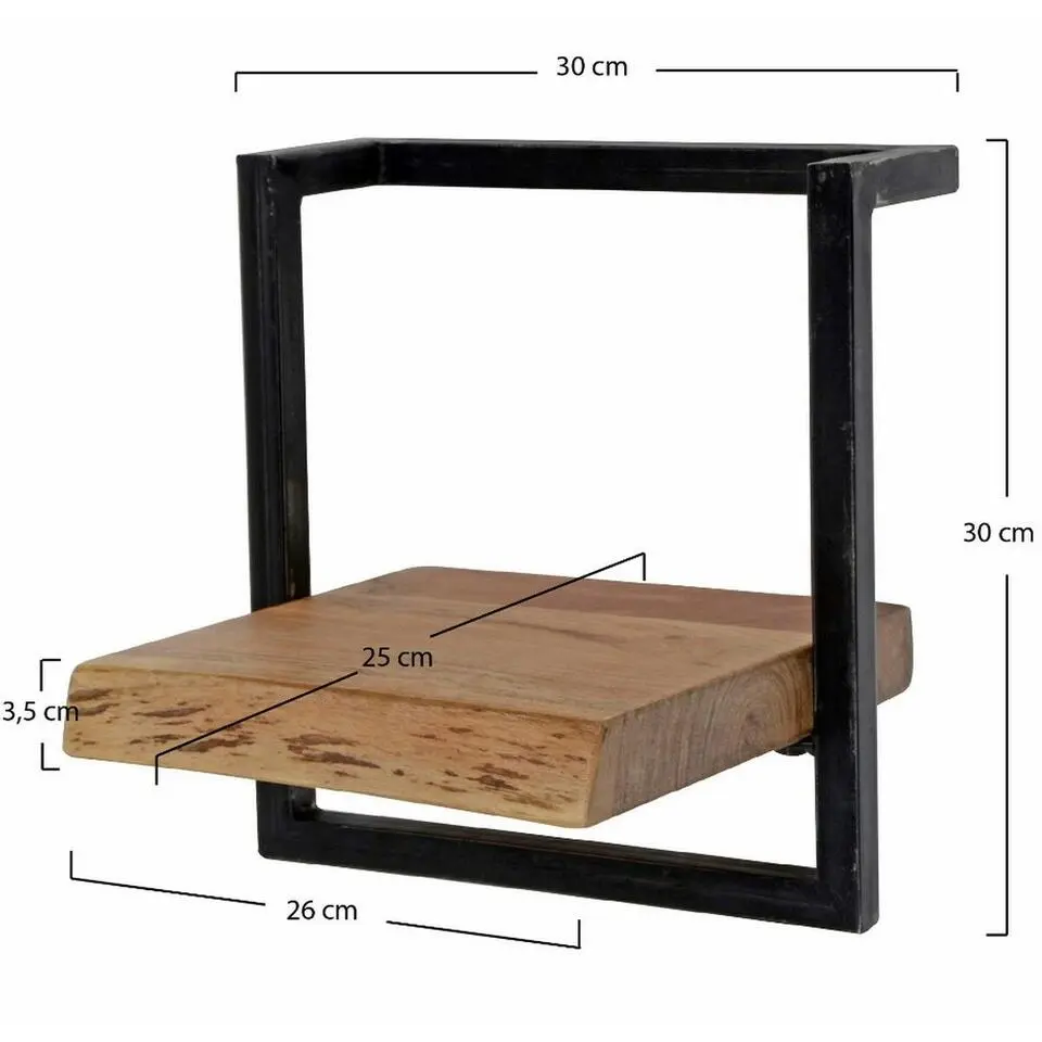 Fraaai - Woody metaal wandplank 30 cm