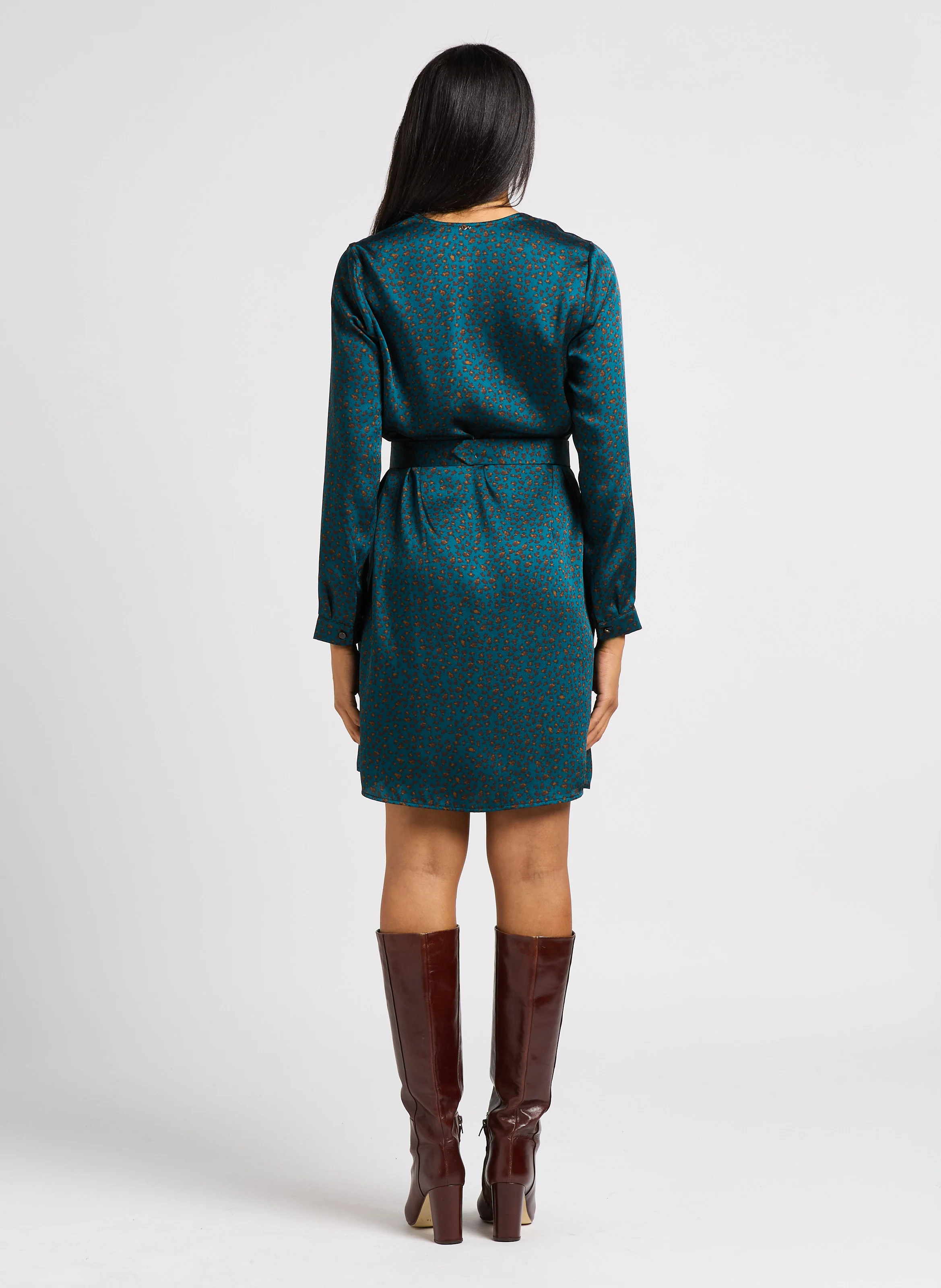RYANNE - Robe courte droite à col V | Vert