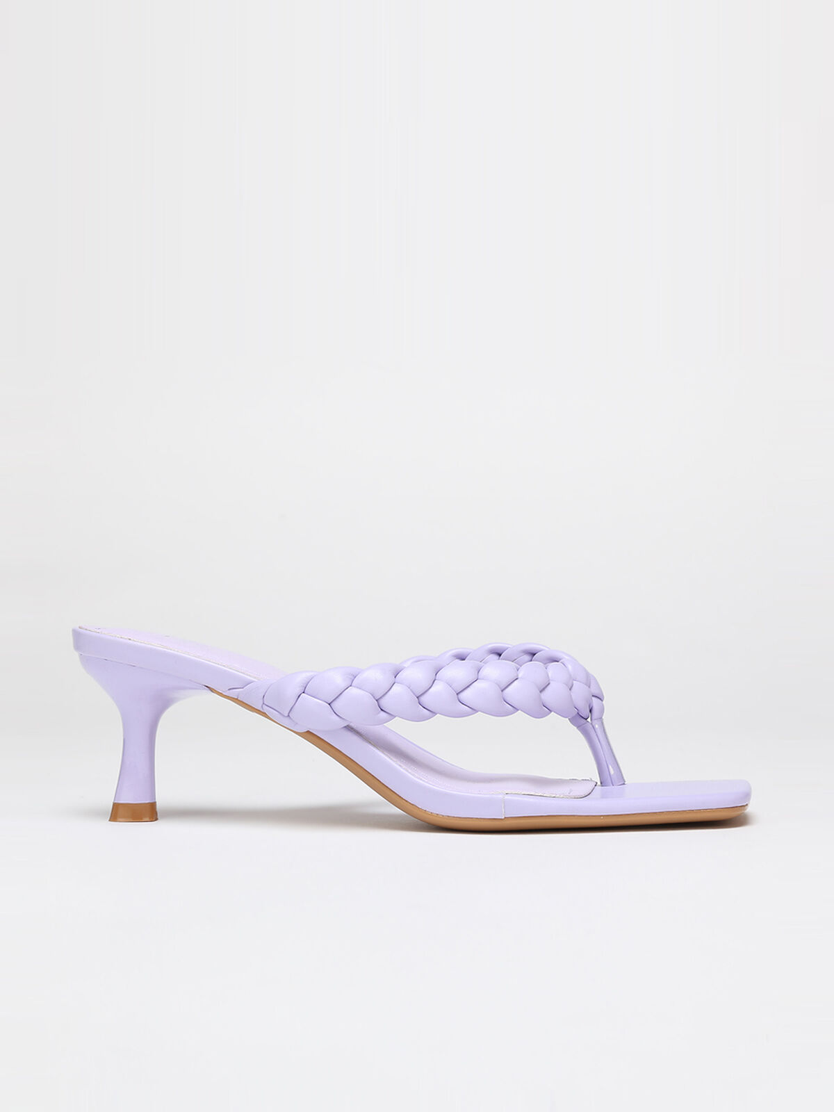 Mules bride tressée à petit talon- Violet