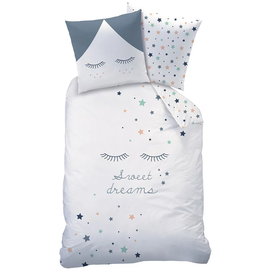 MTOnlinehandel Bettwäsche Sterne Kinder-Bettwäsche für Mädchen, Renforce, 80x80 + 135x200 Sweet Dreams