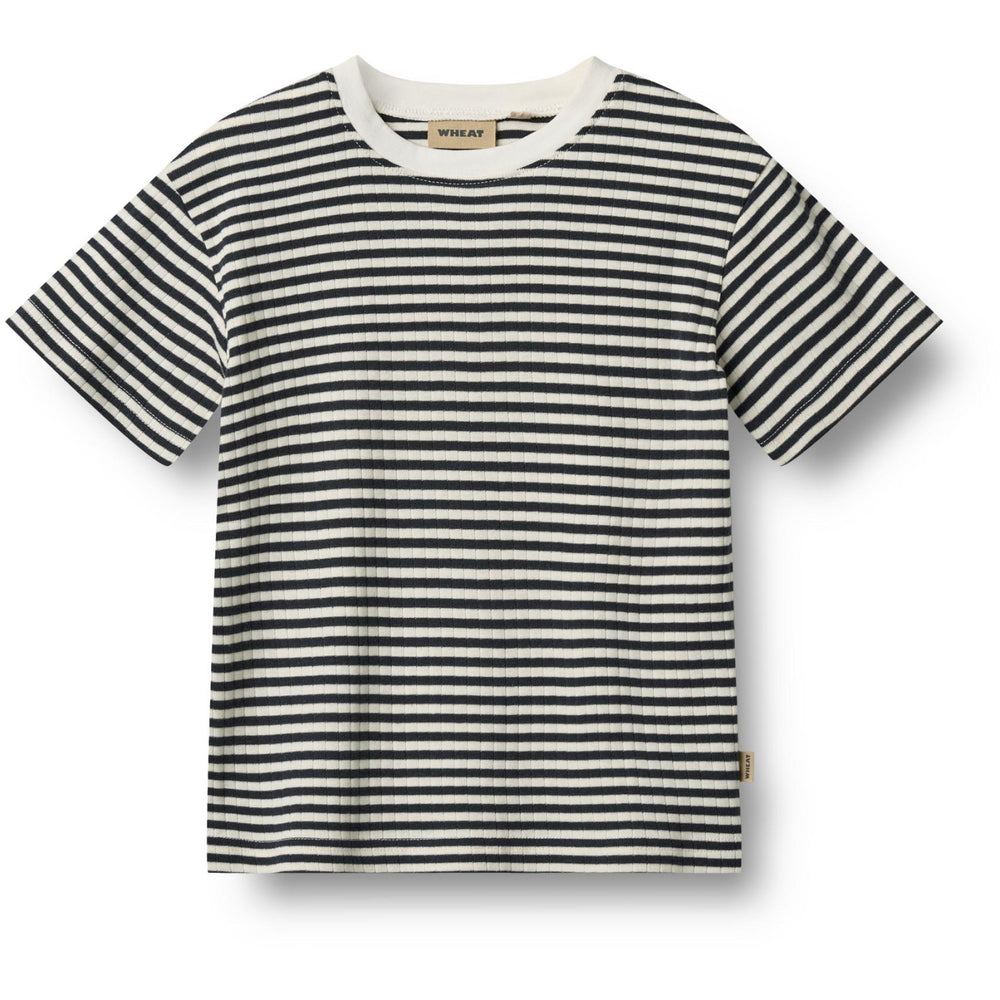 Køb Wheat Navy Rib Stripe T-shirt S/S Fabian