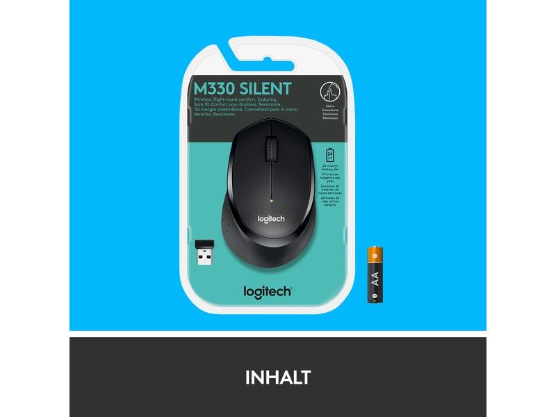 Logitech Maus M330 Silent Plus Geräuscharme USB-Funkmaus mit 1000 dpi Optical Tracking