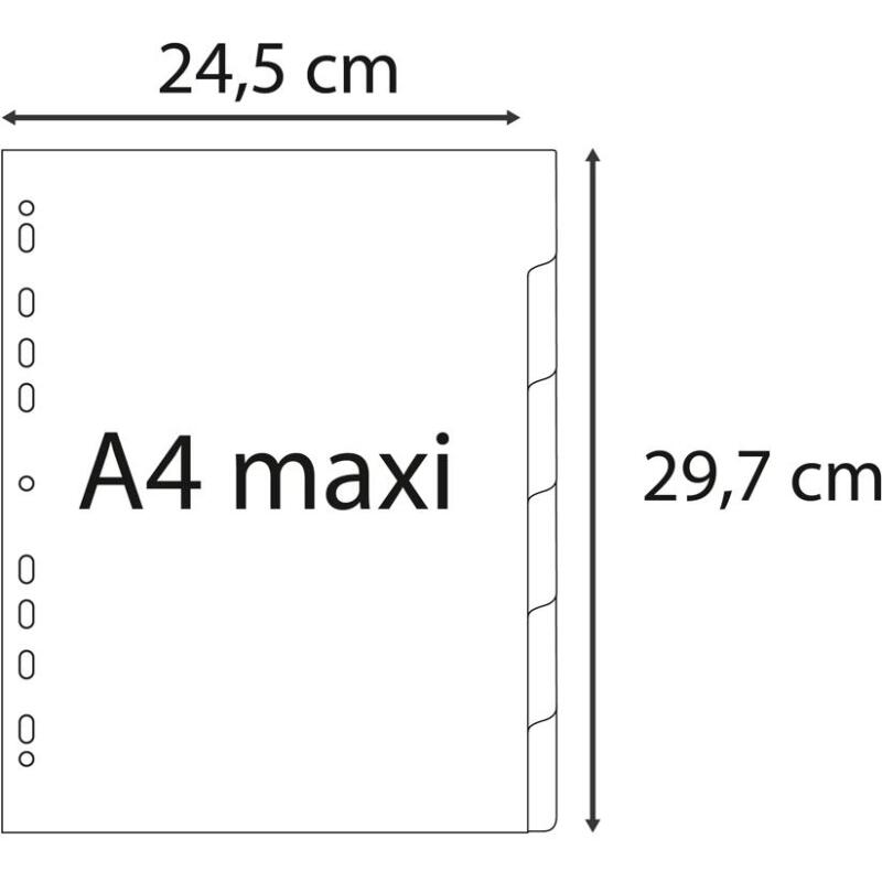 Intercalaires imprimés numériques polypropylène 12/100e - 6 positions - A4 Maxi - Assorties vives