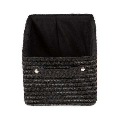Panier de rangement doublé tissu Lilou noir