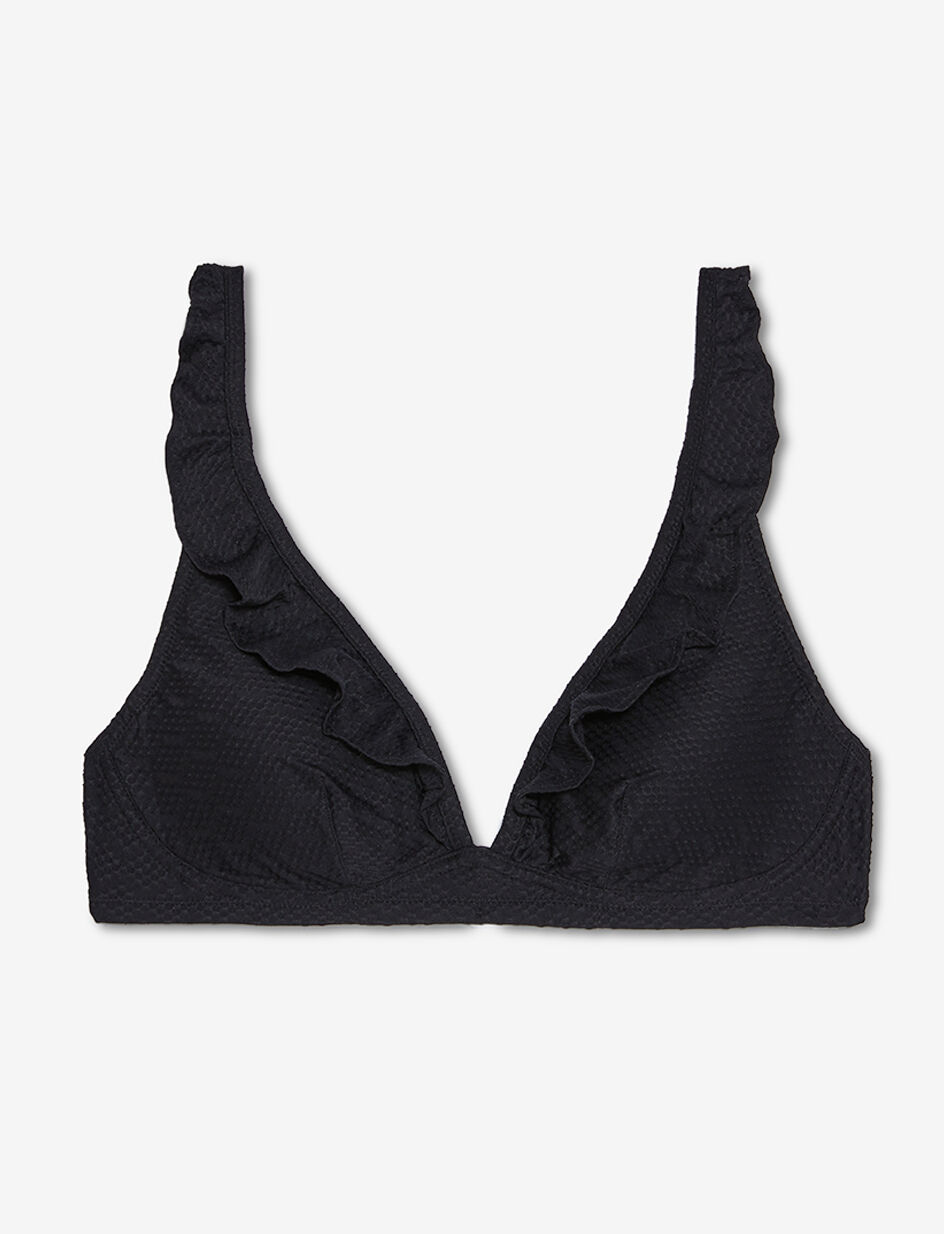 Haut de maillot de bain triangle sans armatures paddé - noir