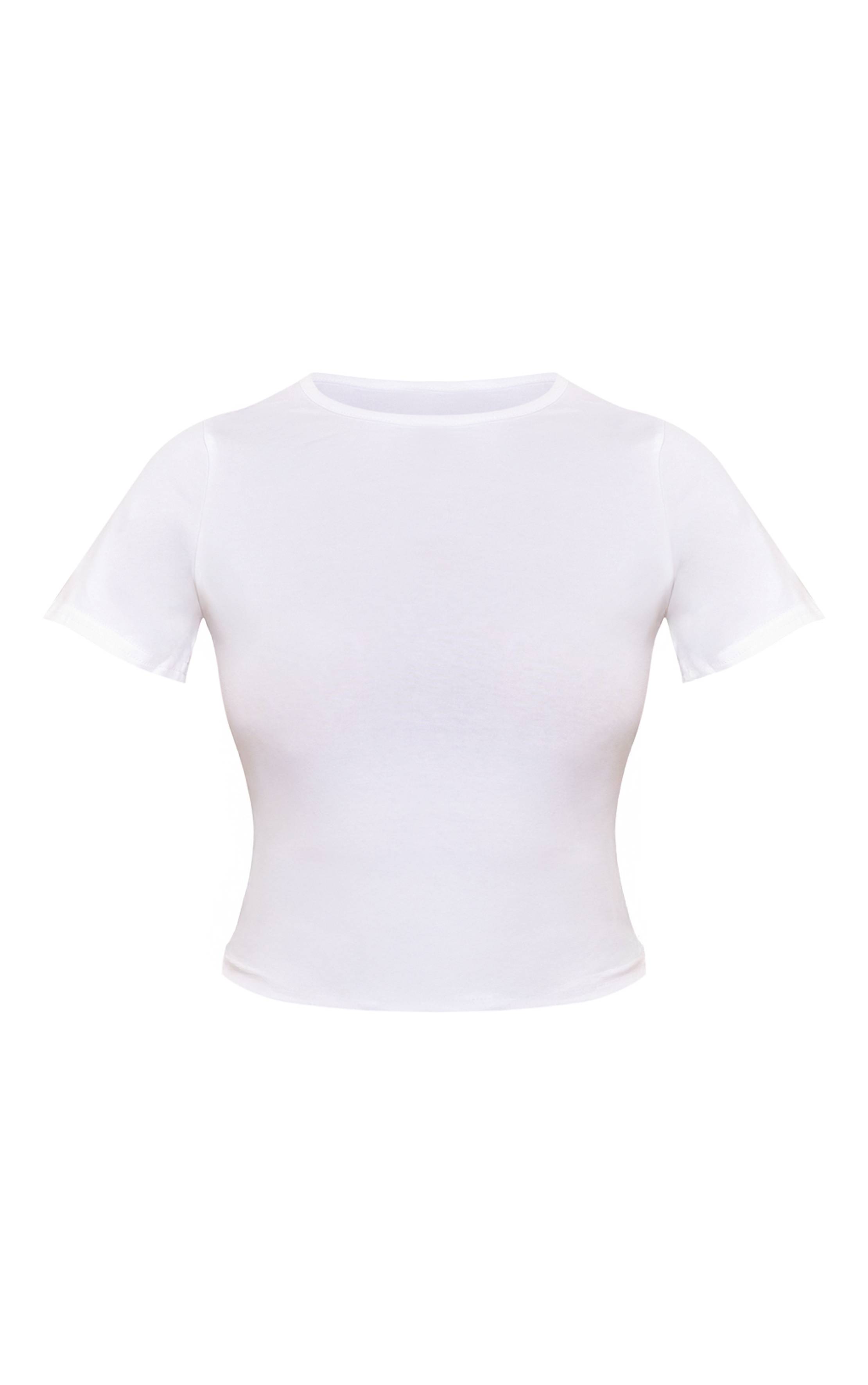 Blanc T-shirt En Coton À Col Rond Coupe Longue Et Manches Courtes