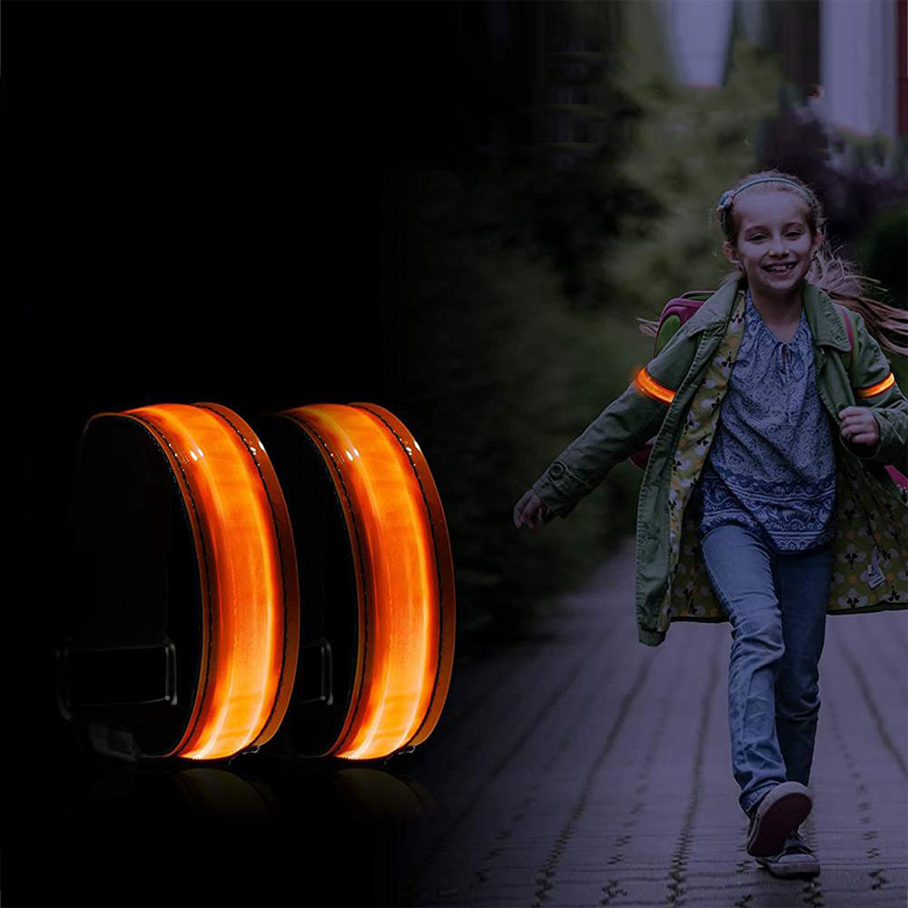 Aufladbares USB Leuchtarmband für Kinder / Erwachsene zum Sport / Joggen / Radfahren (28-32cm) - Blau