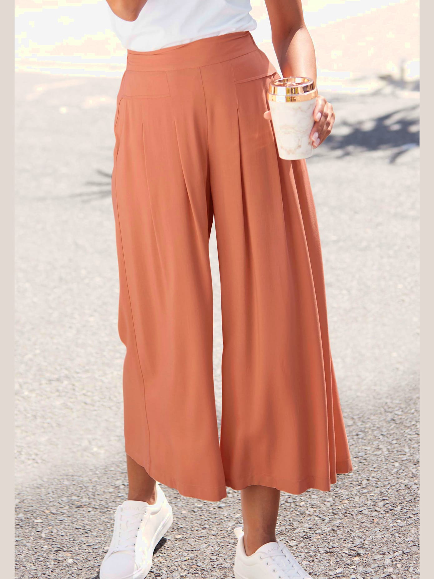 Jupe culotte large ceinture avec élastique au dos
