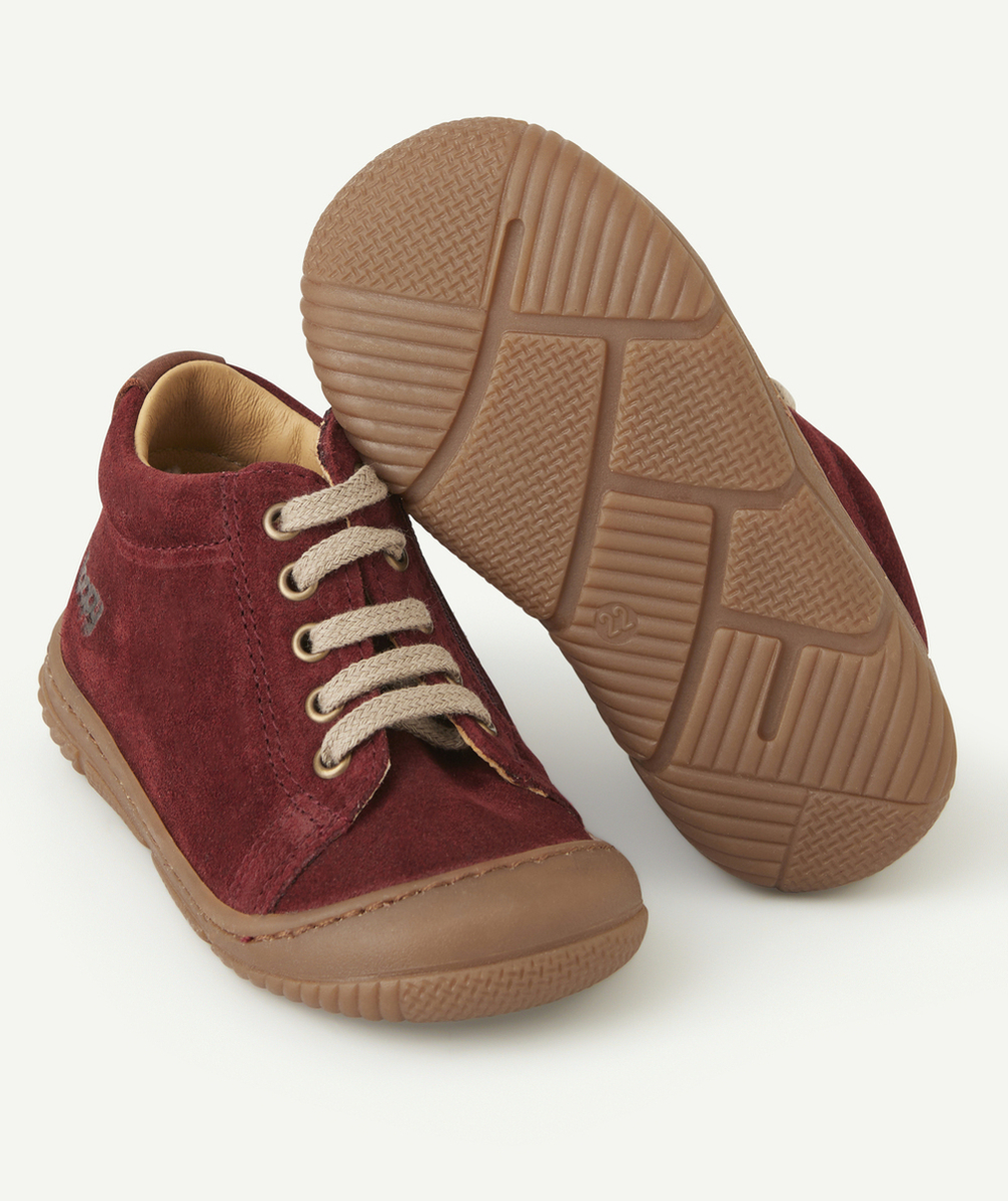 BOPYBOTILLON À LACETS BORDEAUX VELOURS BÉBÉ GARÇON