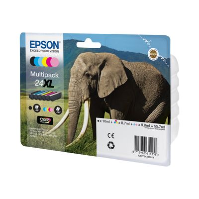 Epson 24XL Elephant - Pack de 6 - noir, cyan, magenta, jaune, cyan clair, magenta clair - cartouche d'encre originale