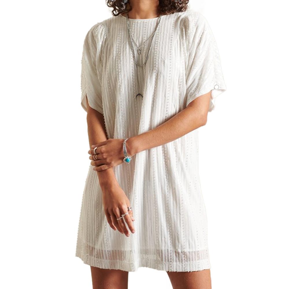 Superdry Robe Blanche à sequins Femme Superdry