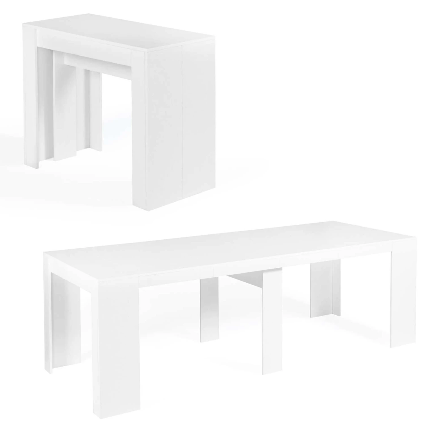 Table console extensible ORLANDO 10 personnes 235 cm bois blanc
