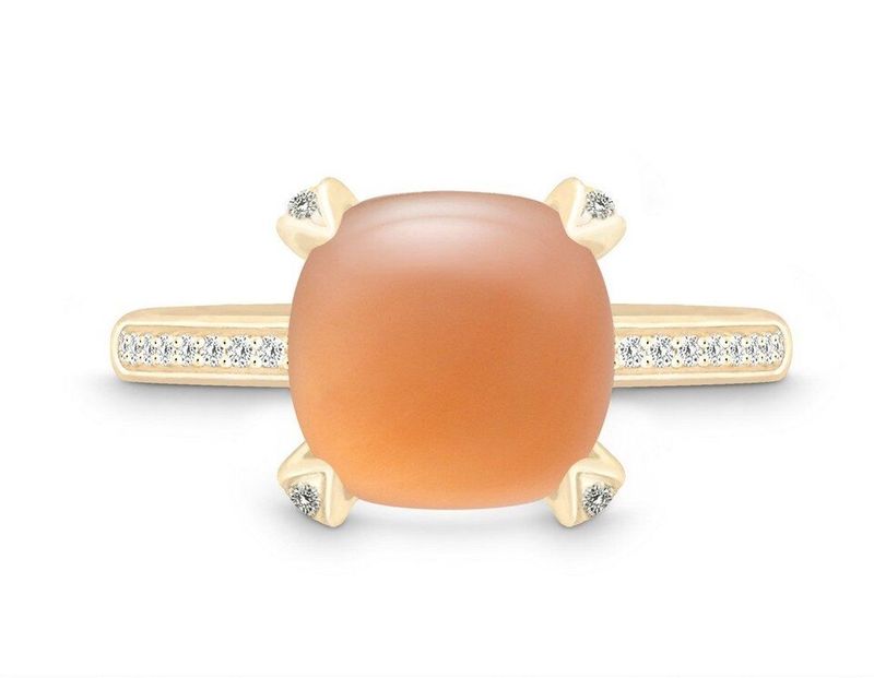 Quinn - Ringen - Goud - 585/- 14 Karaat - Maansteen - 10x10mm