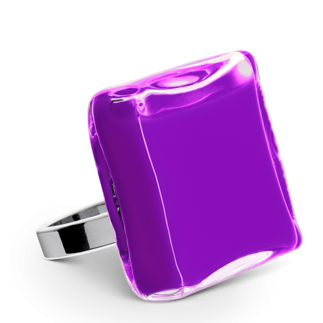Bague en verre soufflé - Carré Giga Milk