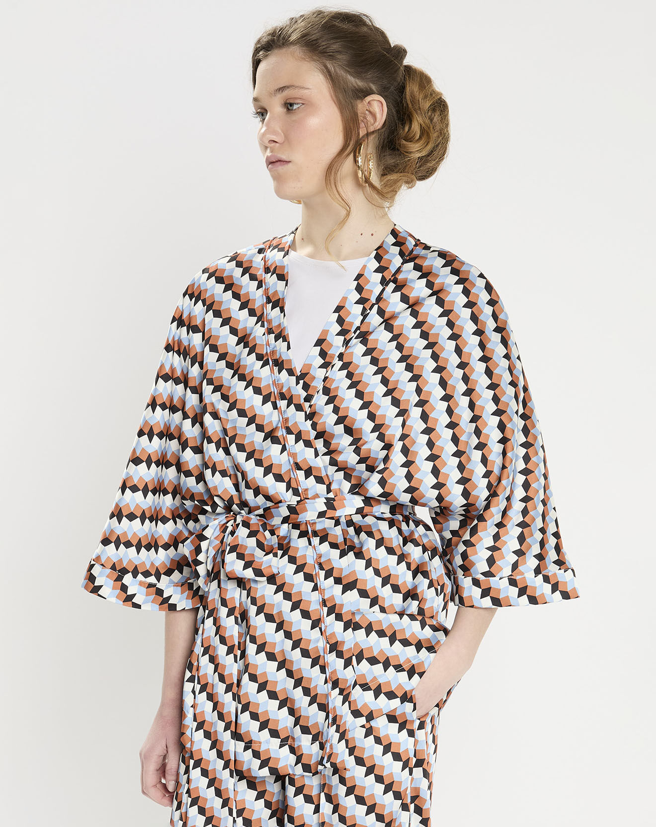 Zapa Top Kimono fluide Vieran imprimé multicolore