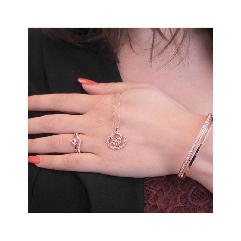 Pendentif Zodiaque Cancer - Or Rosé et Cristal