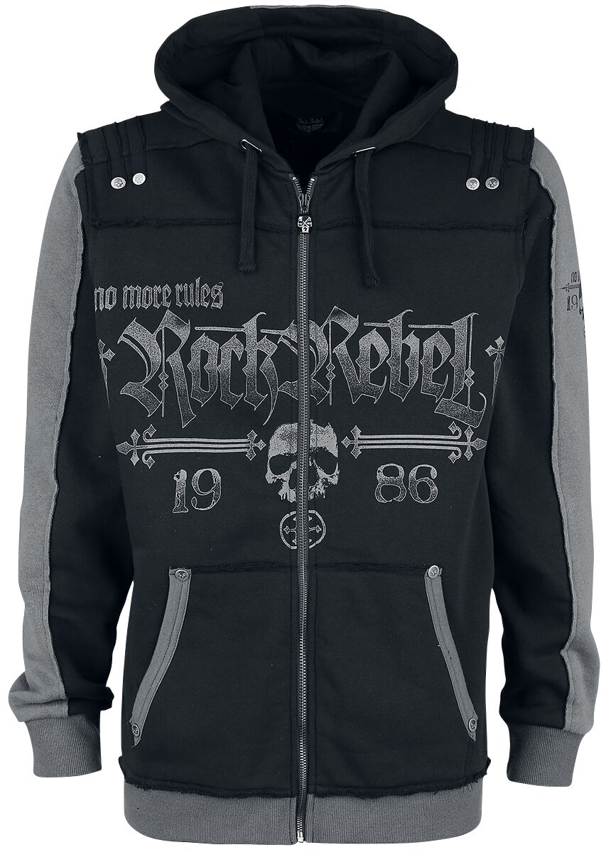 Veste À Capuche Noire Imprimé Rock Rebel & Crânes | Rock Rebel by EMP Sweat-shirt zippé à capuche
