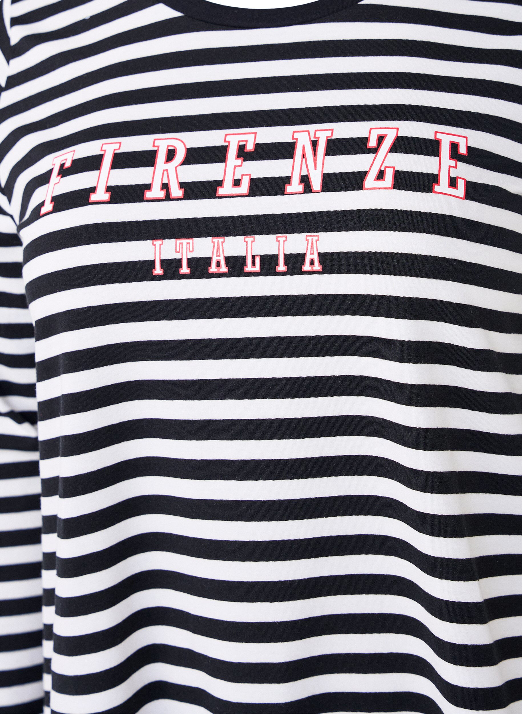 Bluse med striber og motiv
