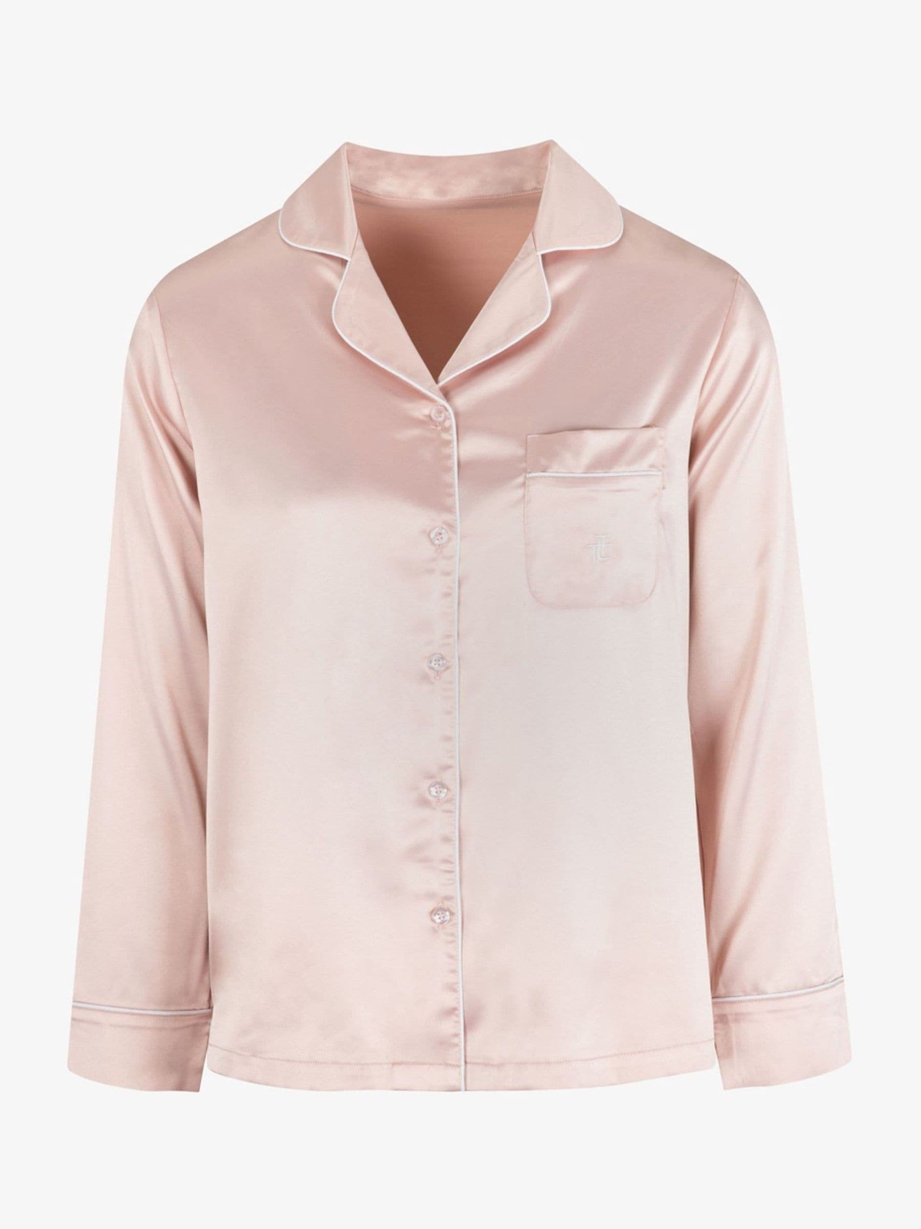 Roze - The Little Tailor Satijnen Pyjama met Knoopsluiting voor Kerstmis