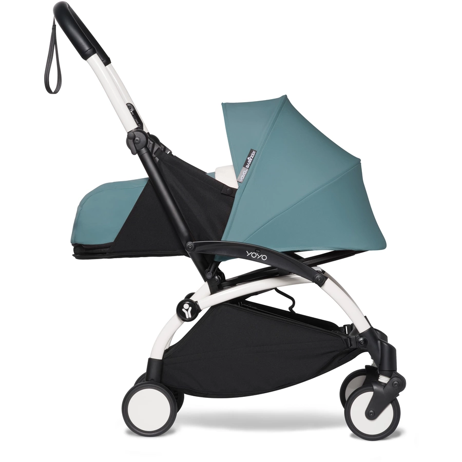 BABYZEN Kinderwagen YOYO2 0+ White mit Neugeborenenaufsatz Aqua