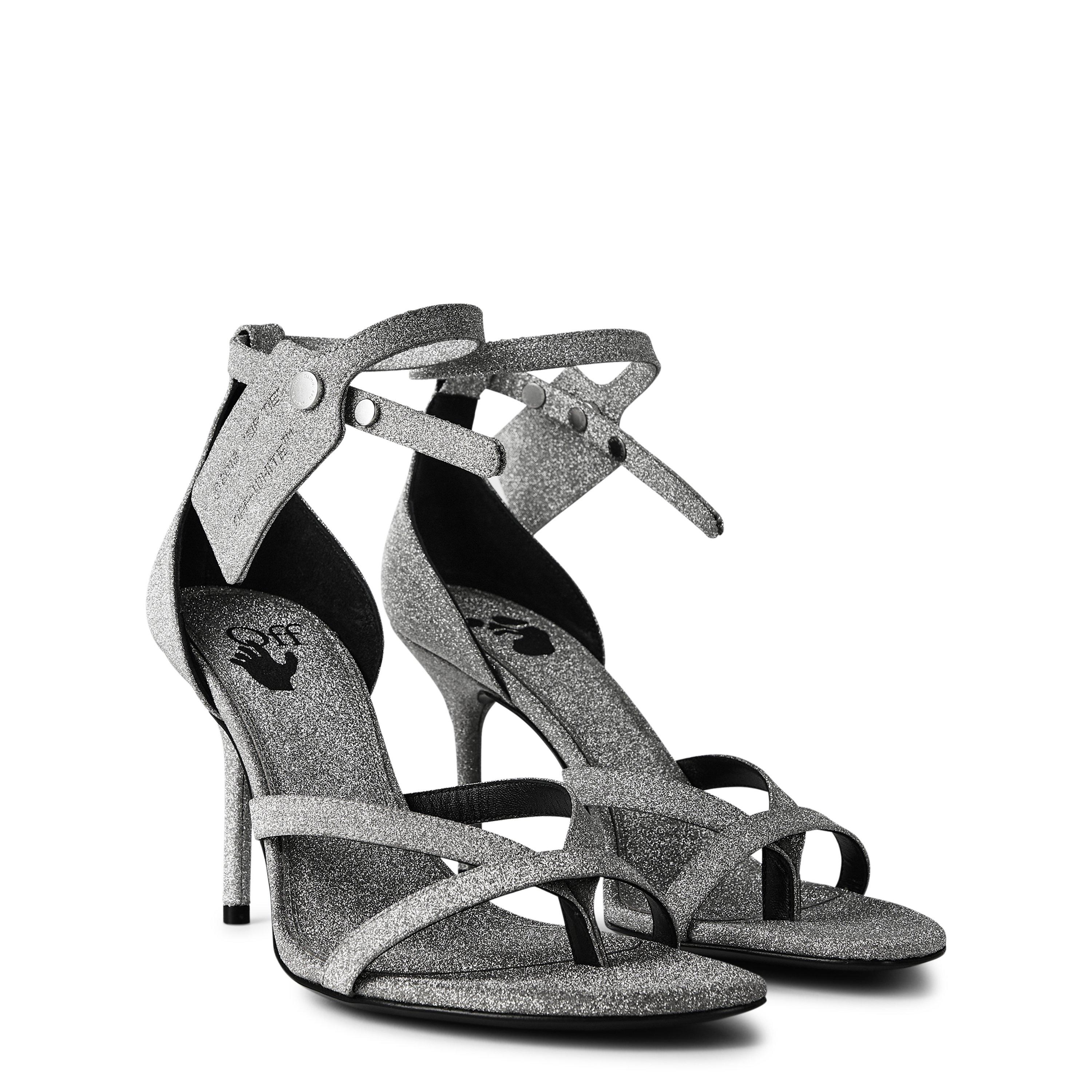 Off White Glitter Heeled Sandal