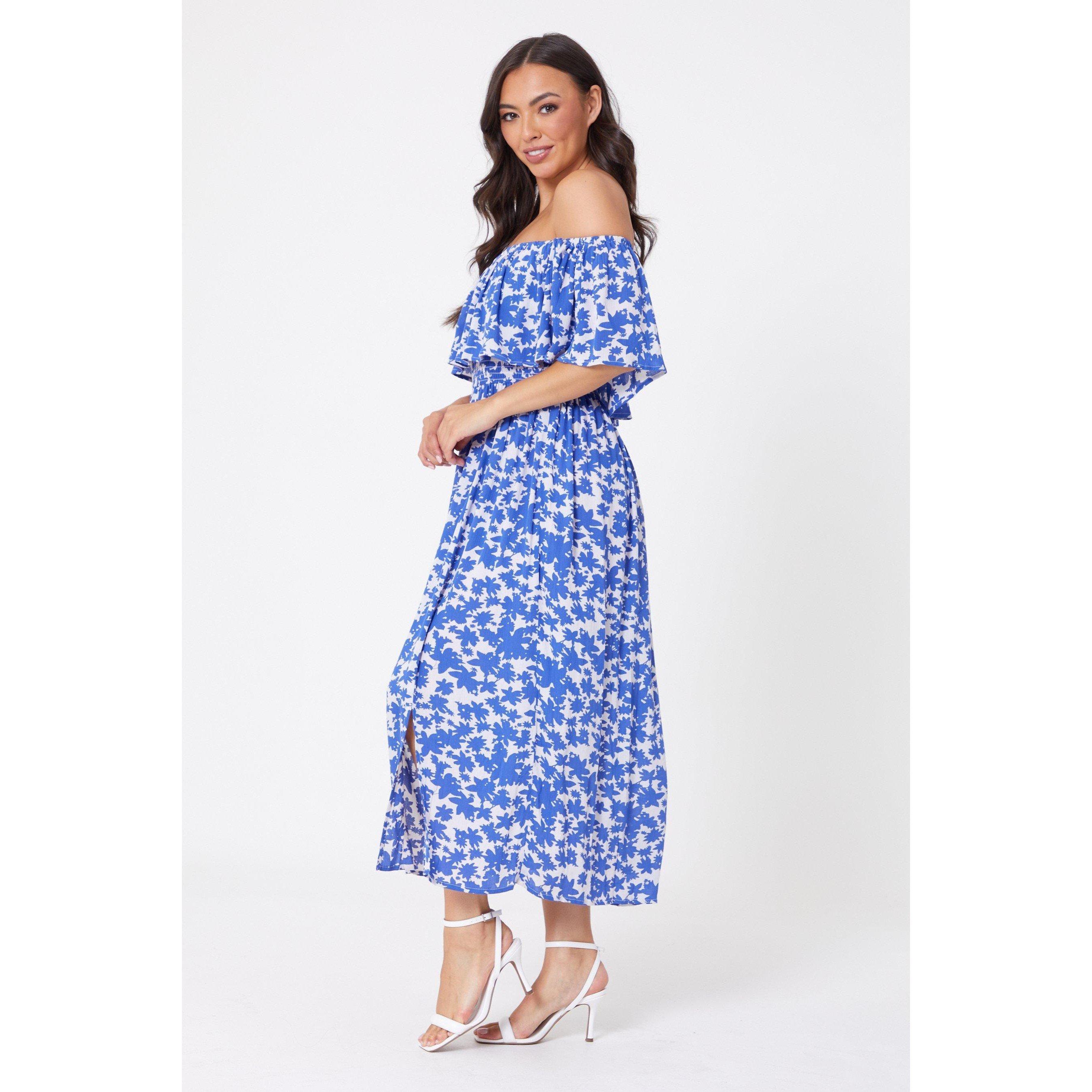 Be You Studio Bardot Crinkle Midi Dress