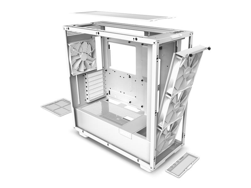 NZXT PC-Gehäuse H7 Elite 2023 Weiss matt Mid-Tower-Gehäuse mit Seitenfenster und RGB-Lüftern